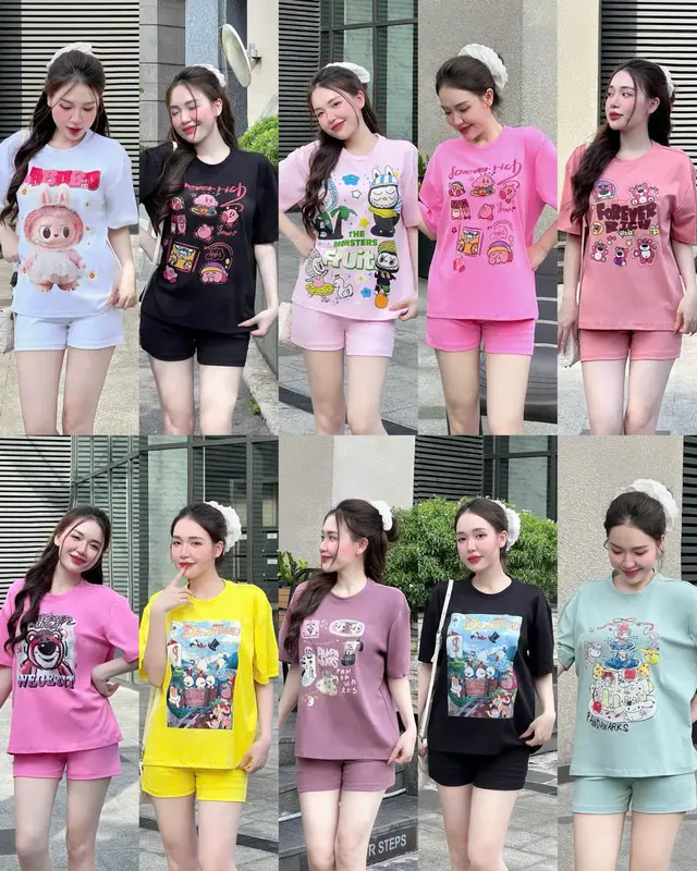 Set Đồ Nữ, Đồ bộ Đùi Vải Thun Cotton Co Giãn In Hình Dễ Thương Form 40-60kg - Đồ Bộ Lụa Mơ LM90 Top Thun Women 8