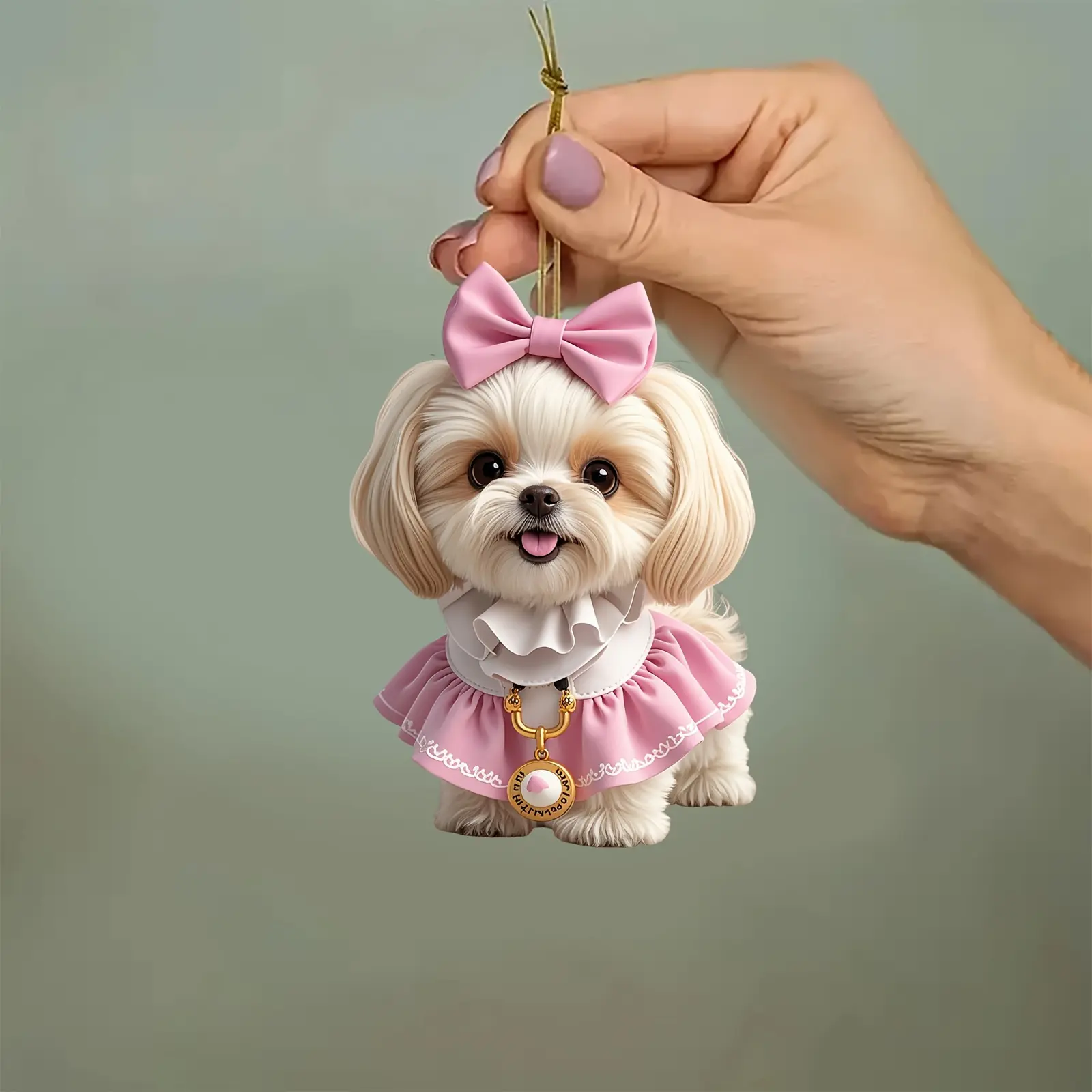 new Adorable Shih Tzu Acrylic Dog Pendant - Lifelike 2D Car Mirror Decor, Perfect Gift for Anniversaries, Valentine's & Christmas Hanging Pendant For Car Mirror Cute