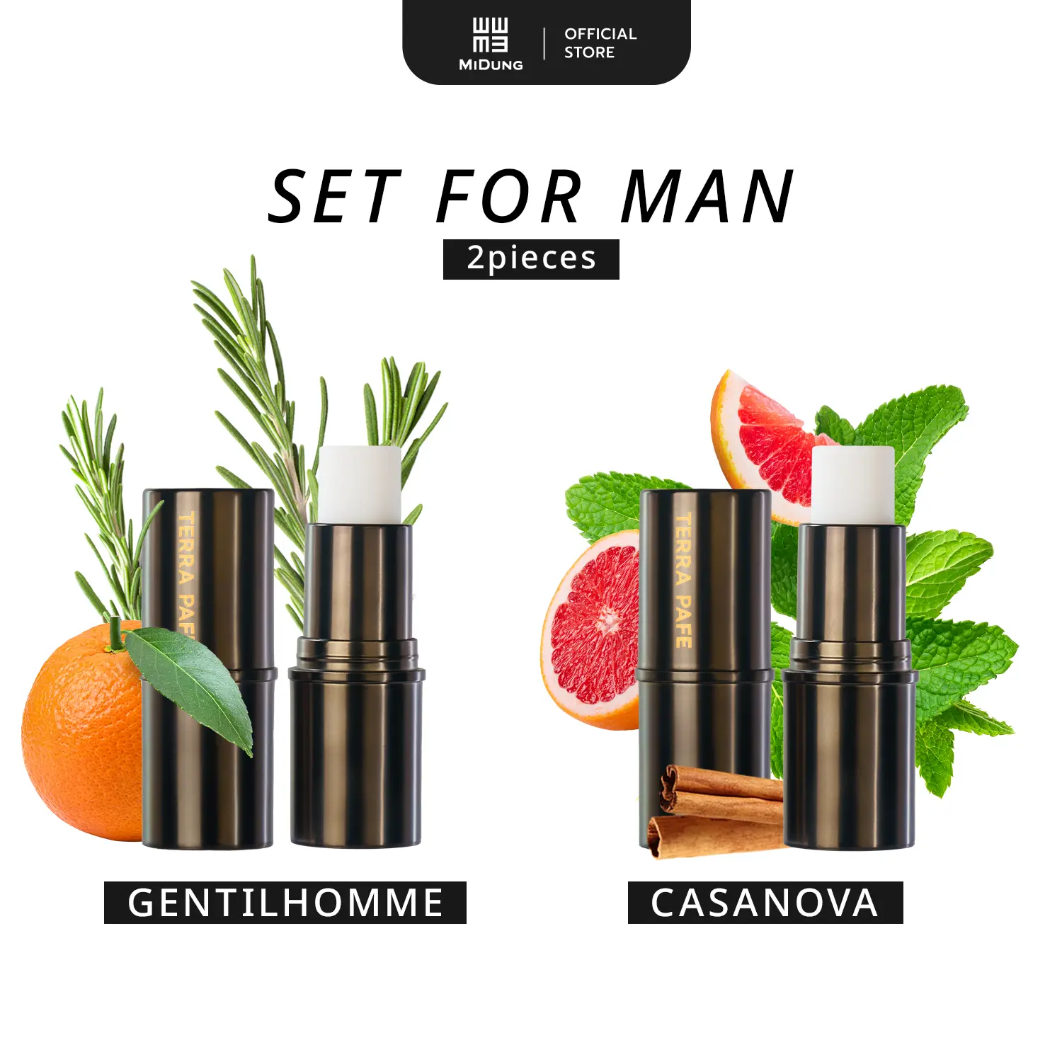 Set for him  Terra Pafe Perfume Balm - เซ็ตผู้ชาย ขนาดพกพา ติดผิว ทนนาน หอมกลิ่นส้ม 7g [Casanova+Gentlehomme] น้ำหอม
