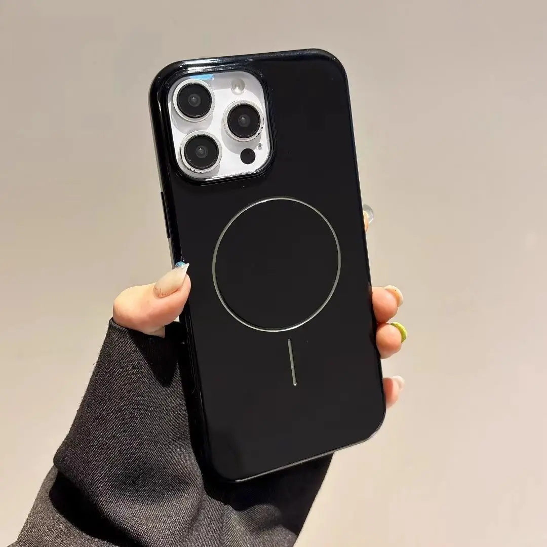 Sarung Magnetik, Reka Bentuk Bulatan Nipis, Silicone untuk Sarung Telefon Apple 16 / 15 Pro Max, Kalis Kejutan, Sarung Lembut, Mewah, Sesuai untuk iPhone 16, 14, 13, 12P casing case