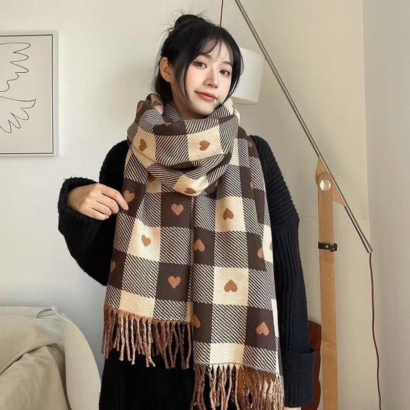  Khăn quàng cổ mùa đông siêu mềm họa tiết trái tim siêu xᶖnh K22 