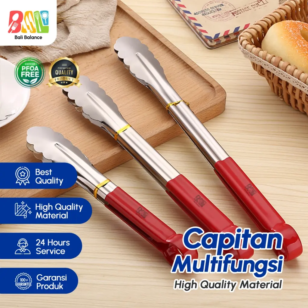 BALI BALANCE Penjepit Capitan Makanan Stainless Steel Tebal Roti Penjepit Makanan Buffet 79A