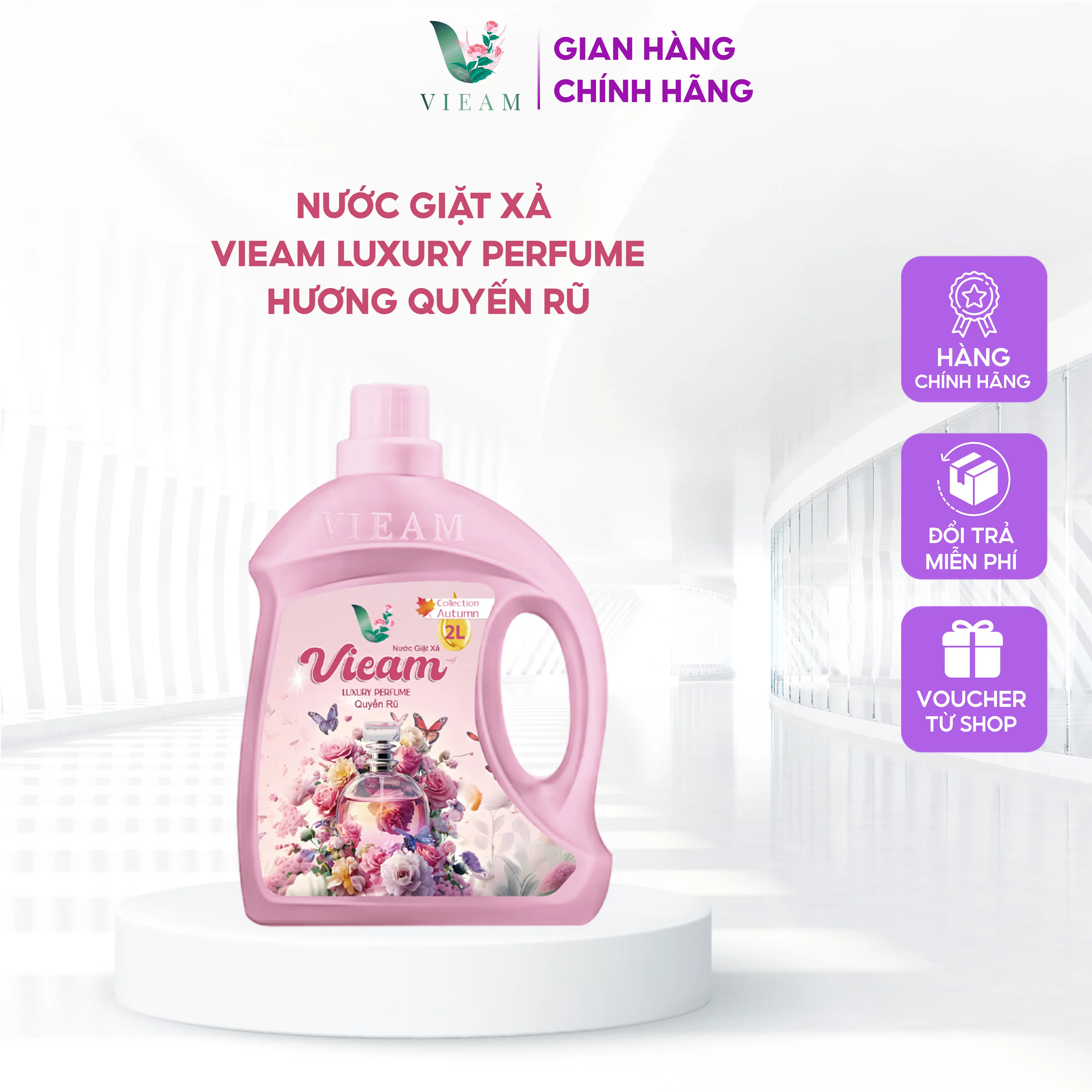 Nước Giặt Xả Vieam Luxury Perfume - Hương Quyến Rũ - Collection Autumn 2L bột quần áo herbal Làm Sạch