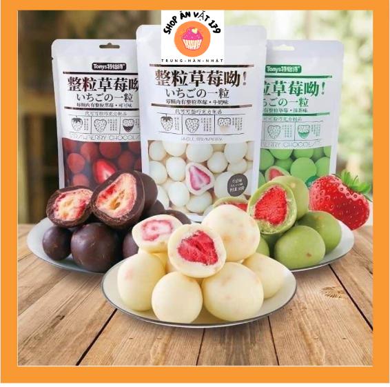 socola bộc dâu tây mix 4 vị túi gồm 60 gram Snack Food Sô Cô La Chocolate Ăn Vặt Thức Ăn Nho