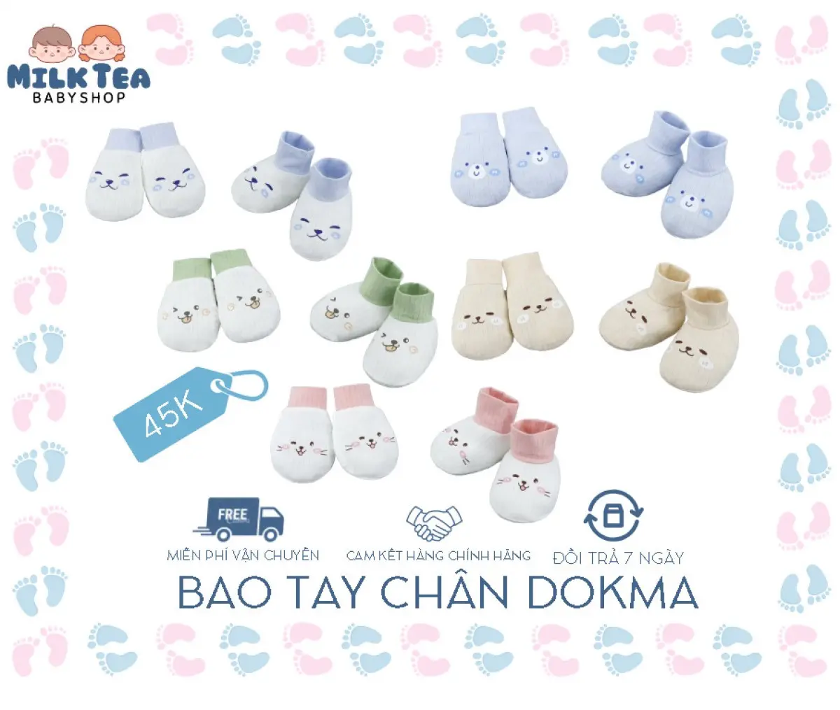 [DOKMA] Bao tay chân Bamboo dệt từ vải sợi tre siêu mềm mịn và thoáng khí cho bé yêu