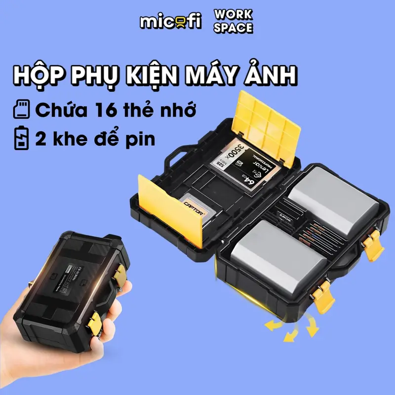 Hộp Đựng Phụ Kiện Máy Ảnh Micofi, Hộp Đựng Thẻ Nhớ, Bao Túi Để Cắm Bảo Vệ Pin SD Máy Ảnh Chống Va Đập 0