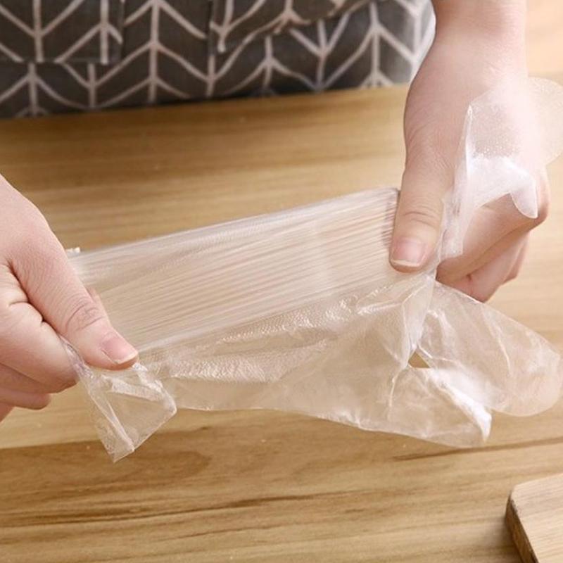 Product Introduction of 100/200pcs Latex Free Gloves PE Disposable Gloves Transparent Non-Slip Acid Work Safety Food Grade Household Cleaning Gloves 19