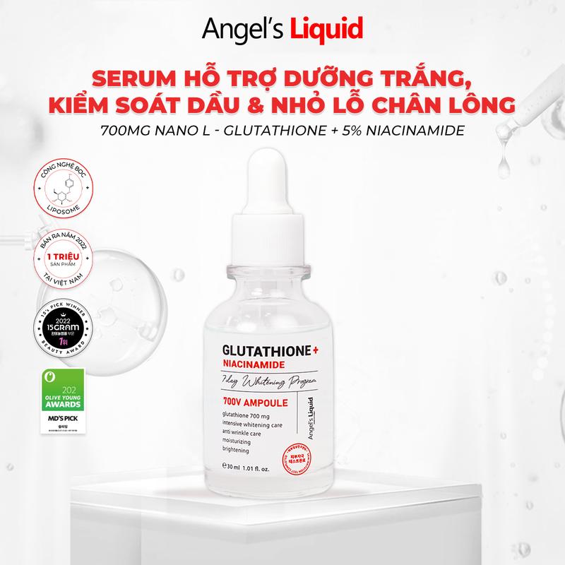 [LIVE] Serum Giúp Dưỡng Trắng Cải Thiện Lỗ Chân Lông Angel's Liquid Glutathione + 5% NIACINAMIDE 7Day Whitening Ampoule 30ml