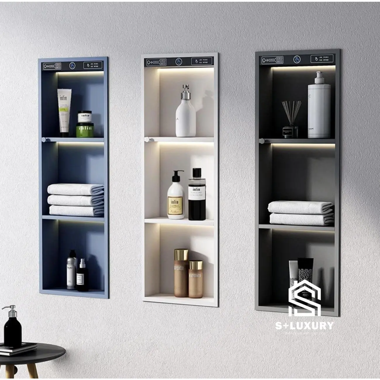 Kệ âm tường nhà tắm thép sơn tĩnh điện S+ Luxury - Giải pháp tiết kiệm không gian lưu trữ