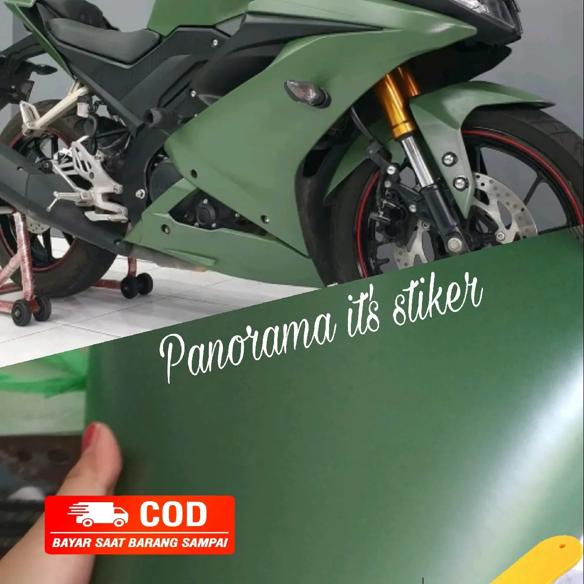 SKOTLET STIKER MOTOR HIJAU ARMY DOFF/ STICKER HIJAU ARMY GLOSSY