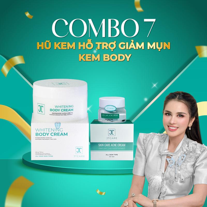 CB22 - Combo DA MỤN & SÁNG DA (JT01+JT04) -  Bộ đôi sản phẩm gồm: 1 hũ kem hỗ trợ giảm mụn, 1 kem body Nhã Lê - Chăm Sóc Da Skincare 2