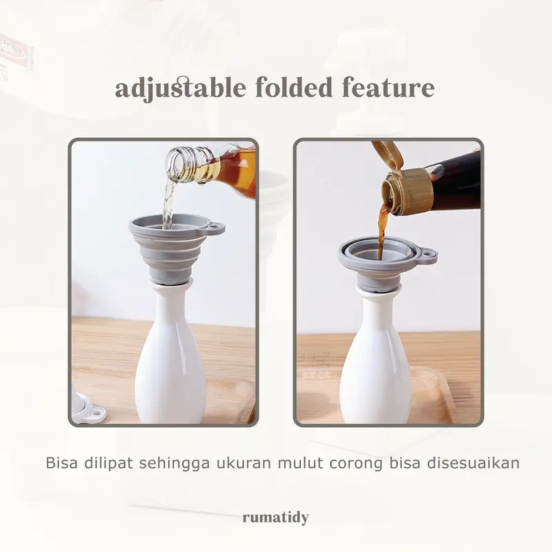 ZORO Corong Minyak Silikon Corong Lipat Air & Minyak Silicon Serbaguna Funnel Portable Foldable COKI Multifungsi Putih Silicone Kitchenware 3