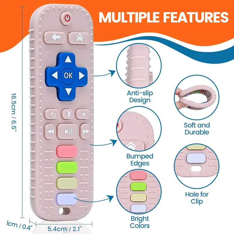 Remote Control Shaped Silicone Teether, 1 Count Baby Teething Toy, Sensory Toy for Babies, Toddler Infant Newborn Toys, Baby Gifts for Boys Girls, Christmas Gift 8