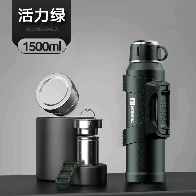 Bình giữ nhiệt Yuyi 1500ml-2000ml inox 316 cao cấp giữ nhiệt 24h có nắp làm cốc, có lọc trà và dây đeo. 2