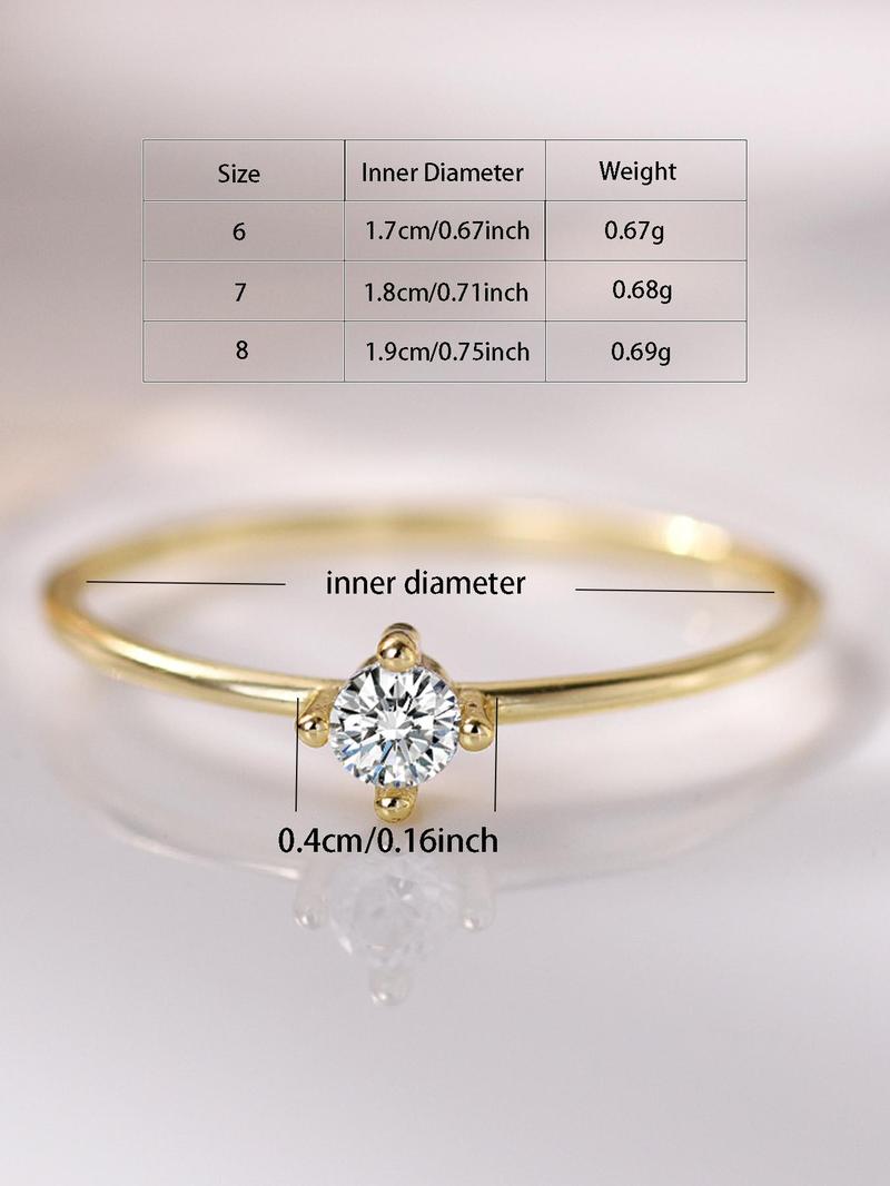 Product Introduction of 925 Sterling Silver Simple Style Artificial Zircon Inlaid Ring, Fashion Accessories for Women, Trendy All-match & Exquisite Jewelry for Birthday Gift 1