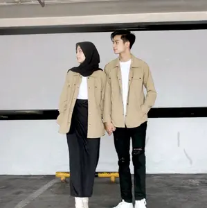 NANOONA Deiji Couple Top  - Kemeja Outer Couple Set Korean Style - Kemeja Oversize Pria Wanita - Baju Couple
