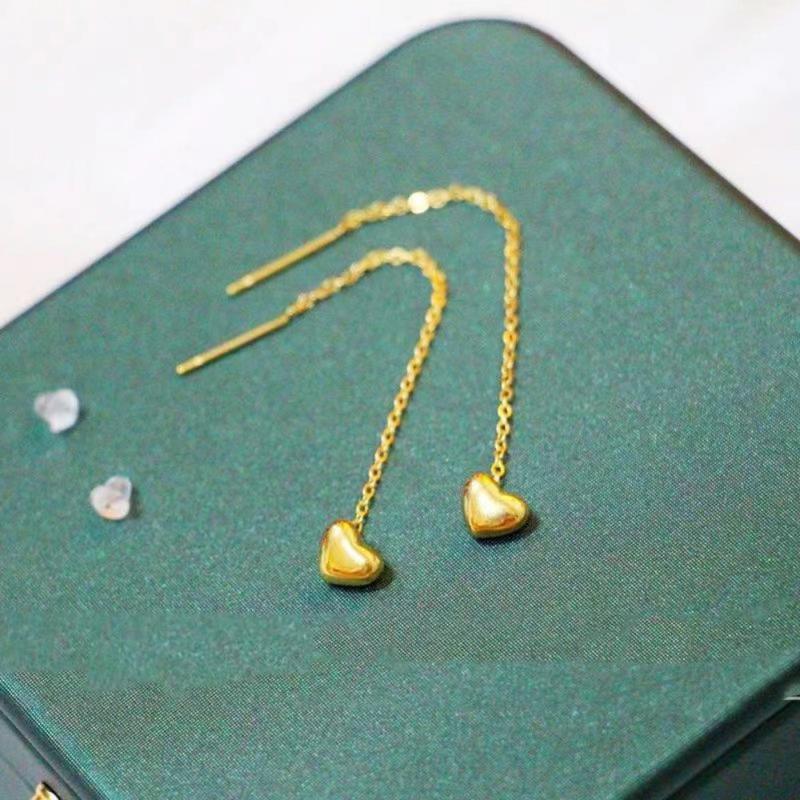 Product Introduction of Love peach heart earline women do not fade temperament long earrings earrings trendy face thin ear chain 4