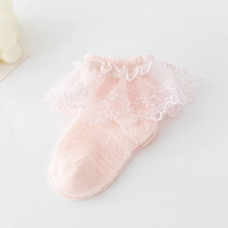 Boboho - Kaos Kaki Renda Anak Bayi Perempuan / Baby Socks Bahan Katun Lembut Cewek Kuning Merah Putih 8