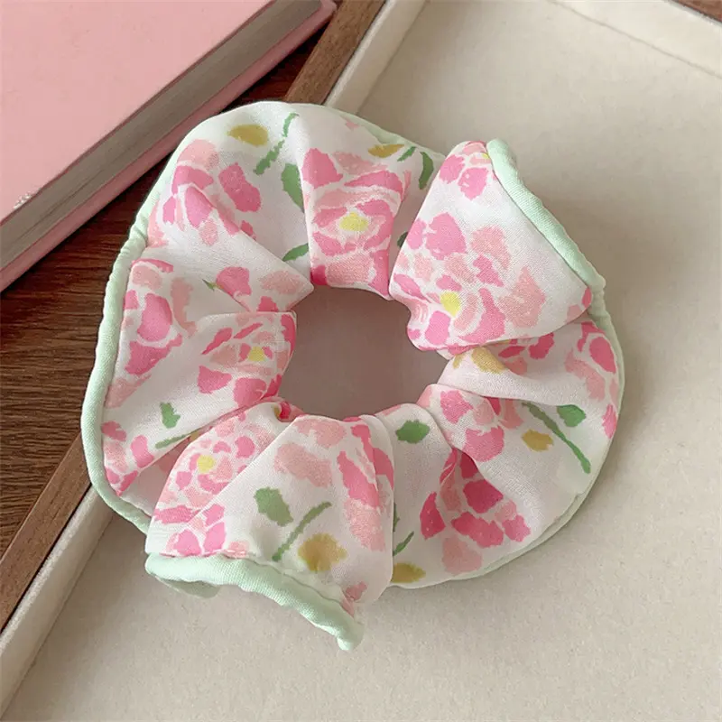 Scrunchies Rộng Viền Ren In, Phong Cách Thanh Lịch, Dành Cho Phụ Nữ Và Trẻ Em Gái, Dây Buộc Tóc Ngọt Ngào Dễ Thương Và Tinh Tế, Phụ Kiện Tóc Thời Trang, Tuyệt Vời Làm Quà Tặng 6