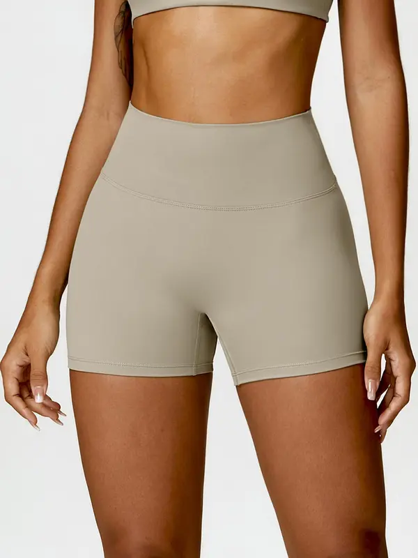 Women's Solid Color Ruched High Waist Sports Shorts, High Stretch Casual Comfy Breathable Butt Lifting Skinny Shorts for Yoga Gym Workout Running, Ladies Sportswear for All Seasons 3