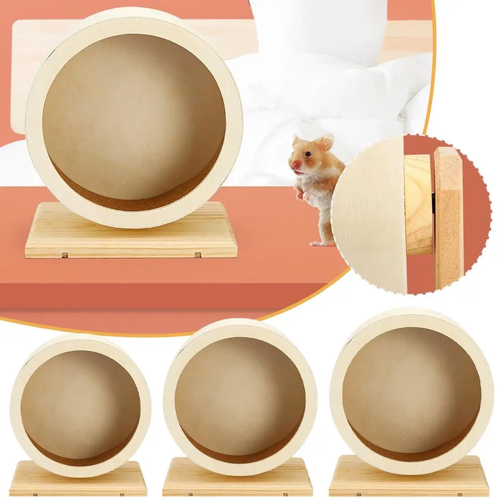 Hamster Running Wheel Golden Bear Silent Wooden Belt Bracket With Cork Pad Roller Sports Toy A8K9