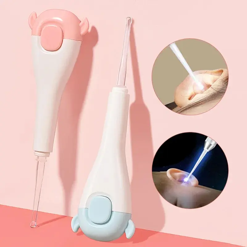 (tặng thêm pin ) Dụng cụ ráy tai lấy mũi A2 mini  kèm nhíp gắp   đầu silicon có đèn led an toàn cho mọi người  - lấy ray tai Lấy Ráy Tai móc  tay