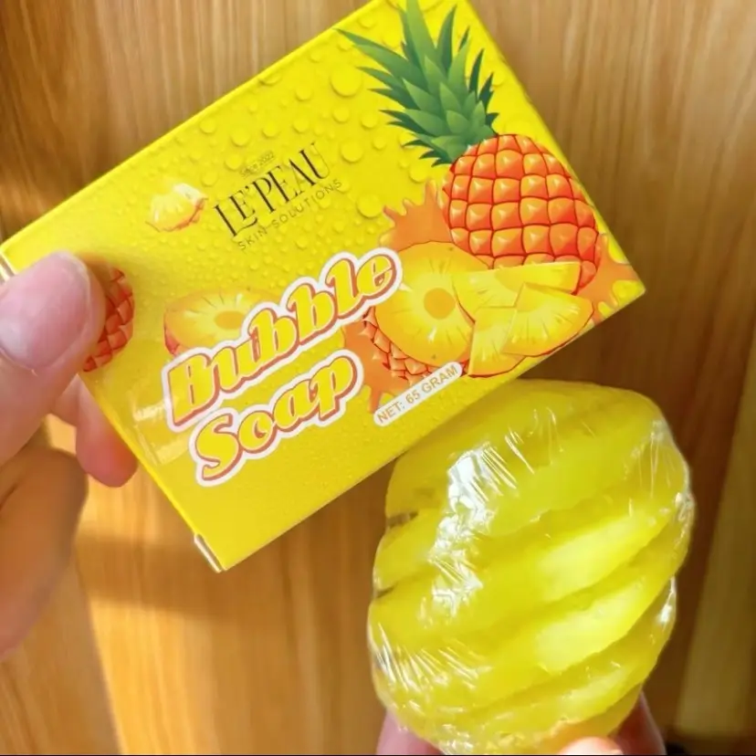 [SALE HÈ] BUBBLE SOAP - Xà Phòng Thơm AHA, Soap Khóm Hỗ Trợ Sáng Da Body LE'PEAU - Khối Lượng 65gr Skincare Nữ Làm Đẹp Da Dưỡng Body soap tam trang huong hoa xà bông dứa - Tết