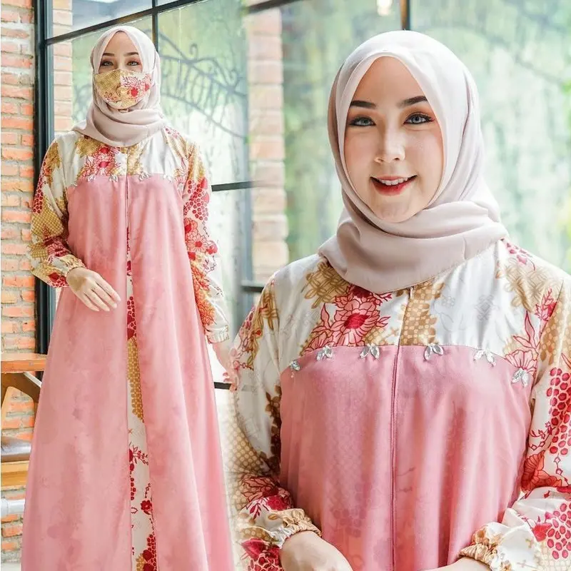 GRASIA GAMIS MAXI MOTIF / GAMIS TRENDY / GAMIS TERBARU cantik ceruti Fit Maroon Muslim Wanita 3