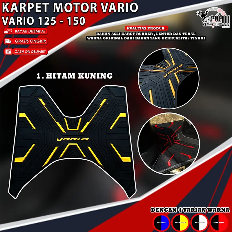 KARPET VARIO 125 150 ABS CBS ISS OLD NEW BORDES ALAS KAKI PIJAKAN TATAKAN MOTOR HONDA V125 V150 ANTI LICIN PREMIUM ACCECORIES AKSESORIES MOSCOW Sporty 3