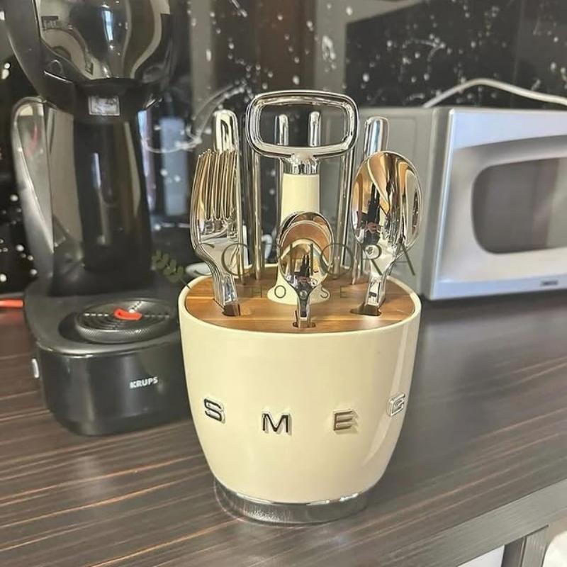 Giá đựng dao kéo Ý SMEG,Bộ dao thìa dĩa dành cho gia đình,giới hạn bằng thép không gỉ 304 Giá đựng dao kéo 1