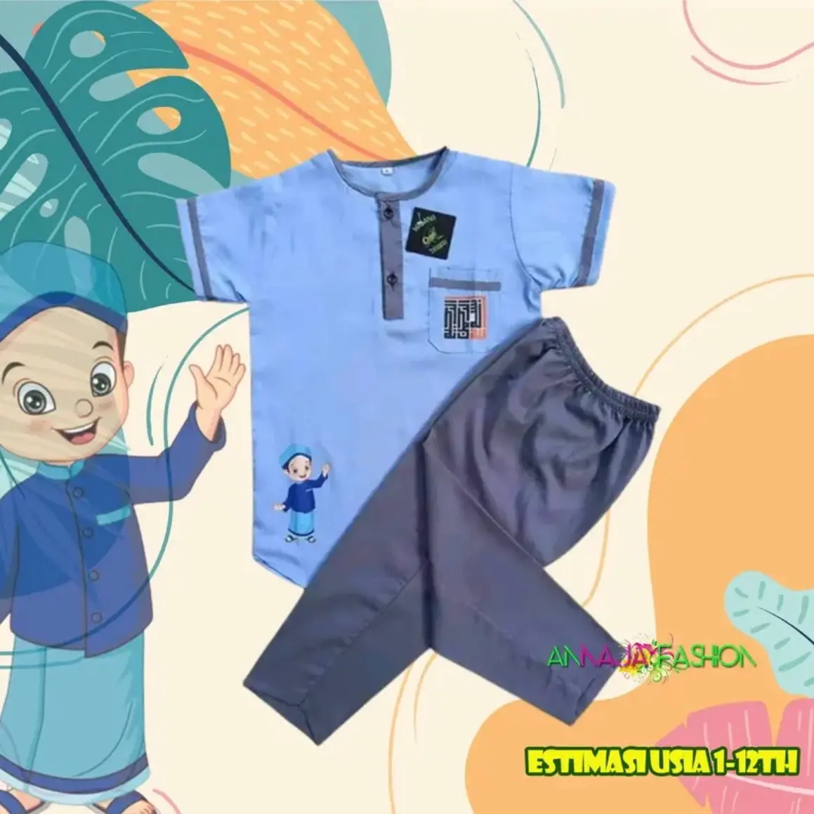 DISKON! SETELAN KOKO ANAK HARIAN NGAJI ANAK TERBARU SABLON HAFIDZ UMUR 2-10TH