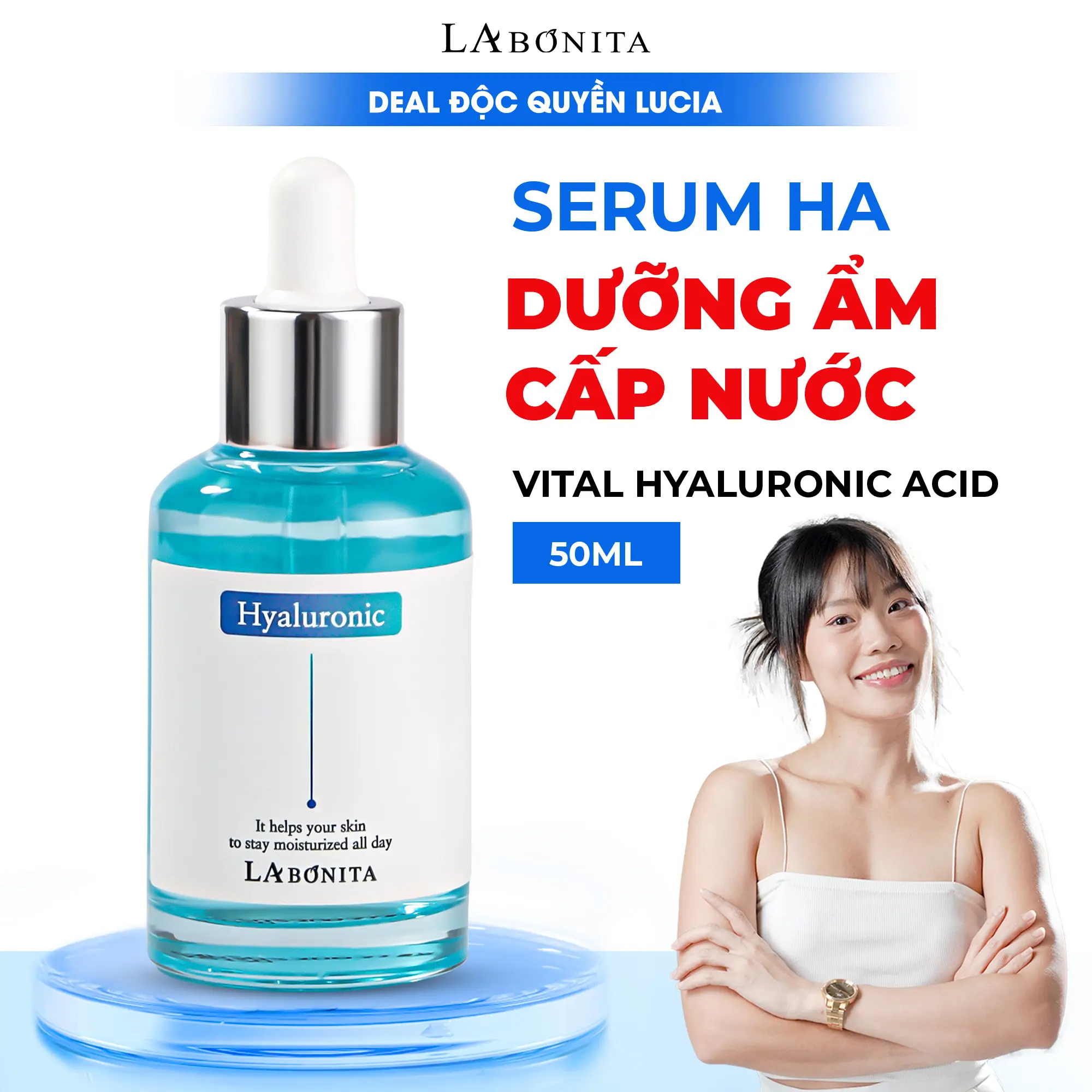 [LUCIA x LABONITA] Serum HA Dưỡng Ẩm Và Làm Dịu Da La Bonita Vital Hyaluronic Acid Serum 50ml Skincare Dưỡng Ẩm Da