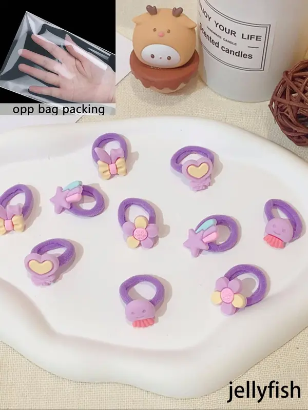 Cute Colorful Flower Fruit Design Hair Ties, 2024 New Style Colorful Hair Ties for Girls, Fashion Pink Hair Accessories for Party, Daily Clothing Decor, Hairstyles Ideas for Girls 6