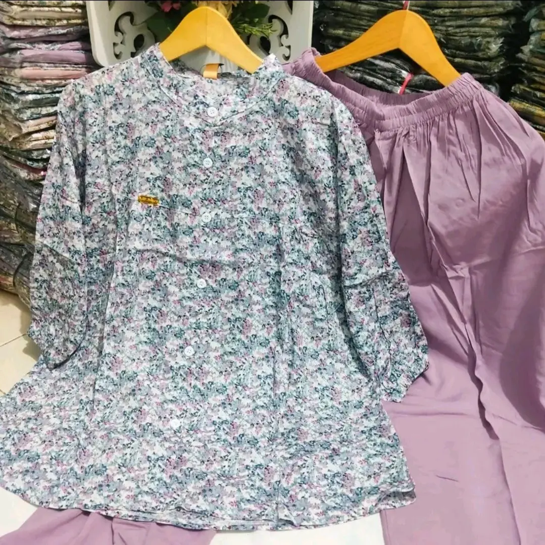Oneset rayon premium motif terbaru kekinian Setelan Bunga kombinasi viral