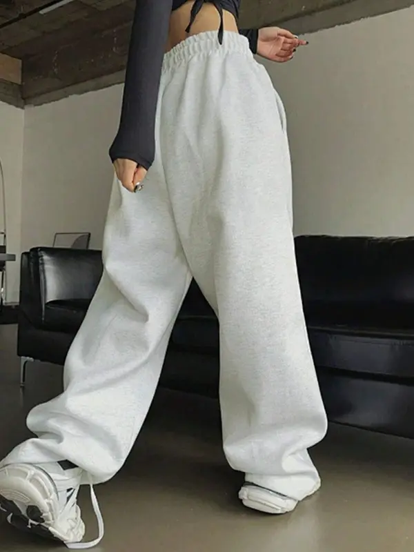 Women's Bow Print Pocket Elastic Waist Sweatpants, Casual Comfy Trousers for Fall & Winter, Women's Bottoms for Daily Wear 4