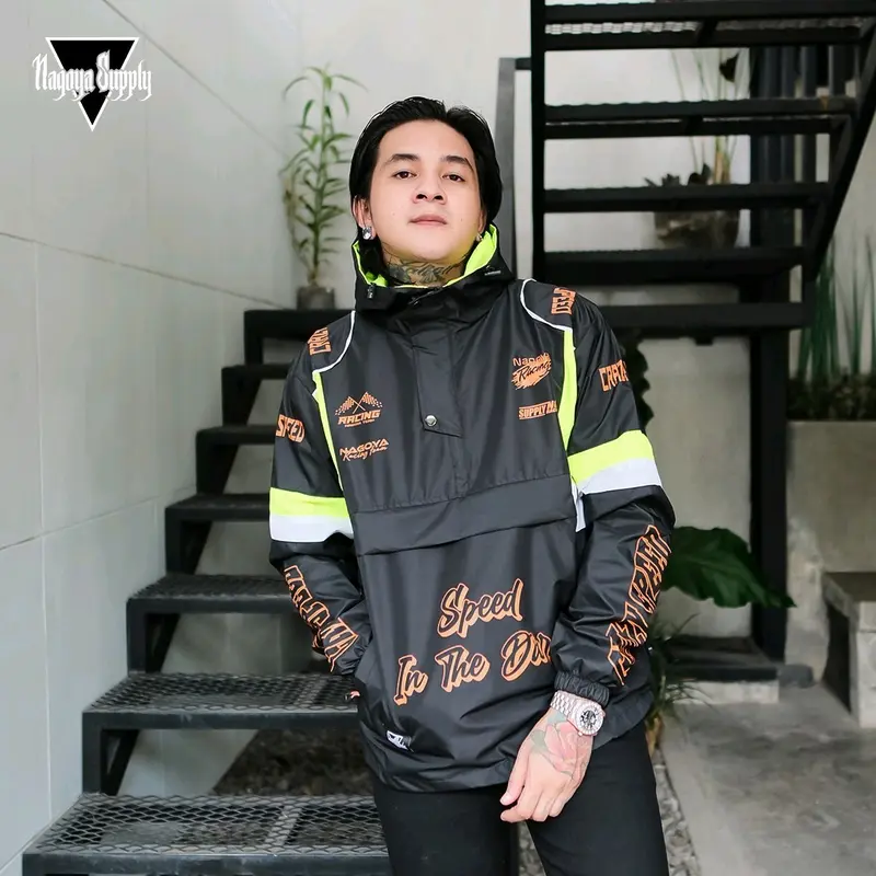 JAKET CAGOULE NAGOYA SUPPLY TERBARU JAKET PERASUT PRIA JAKET MOTOR JAKET OUTDOR Musim dingin Santai Hitam Putih Musim panas Casual Distro Keren Lembut Simple Panjang Nyaman 6