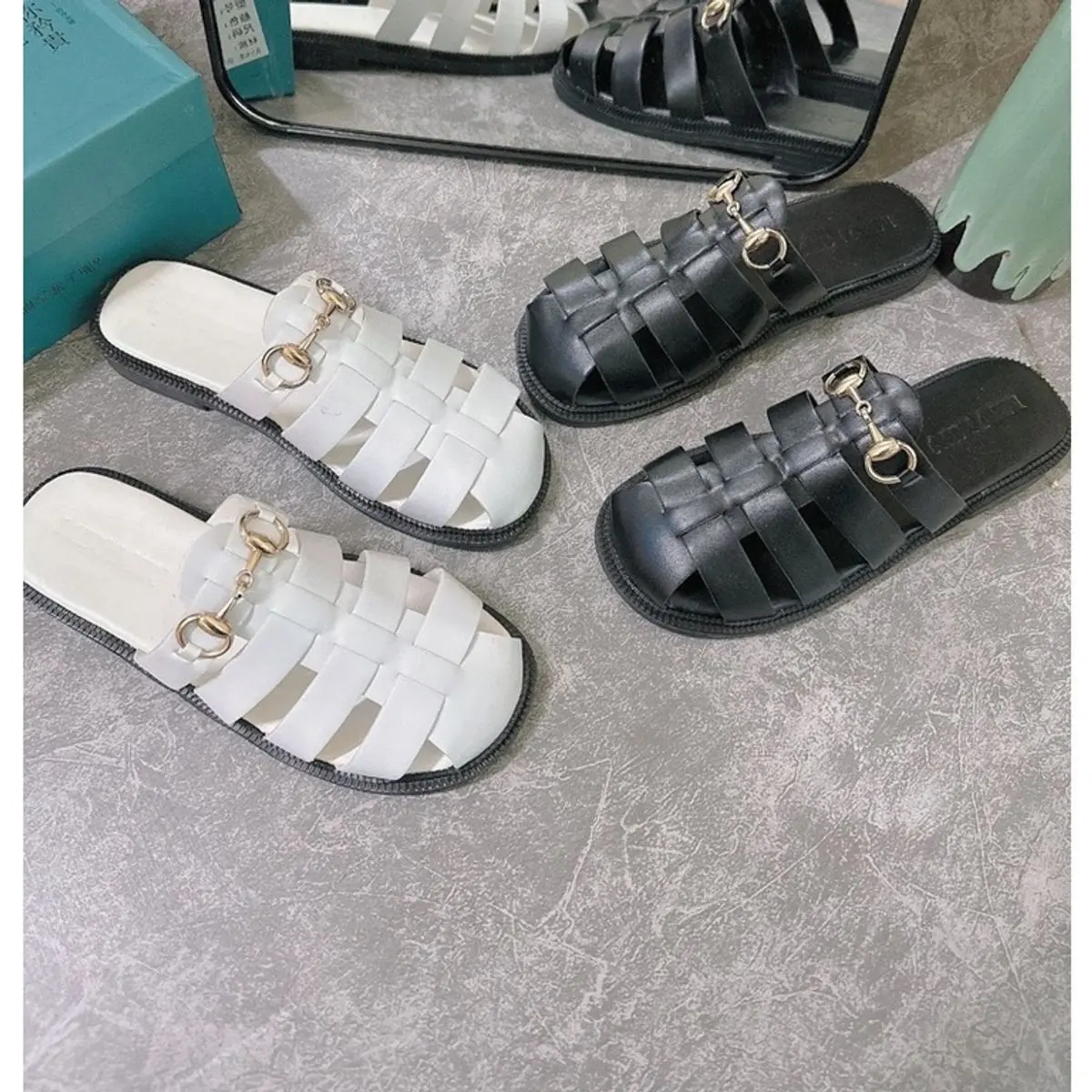 Sục rọ đế đốc da lì kèm ảnh thật HOT trend 2023 DéP Sandal Jean Đế Bằng dép la