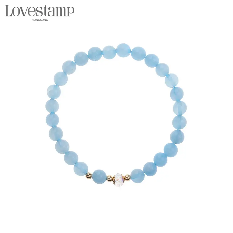 White Transparent Crystal, Blue Aquamarine, White Agate Bracelet vsl824-3