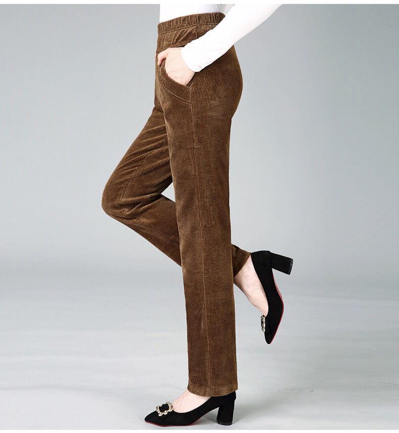 Product Introduction of Fleece-lined Thickened Autumn and Winter Corduroy Pants Children's Mother's Wear High Waist Middle-Aged and Elderly Women's Pants Corduroy Casual Straight Pants 17