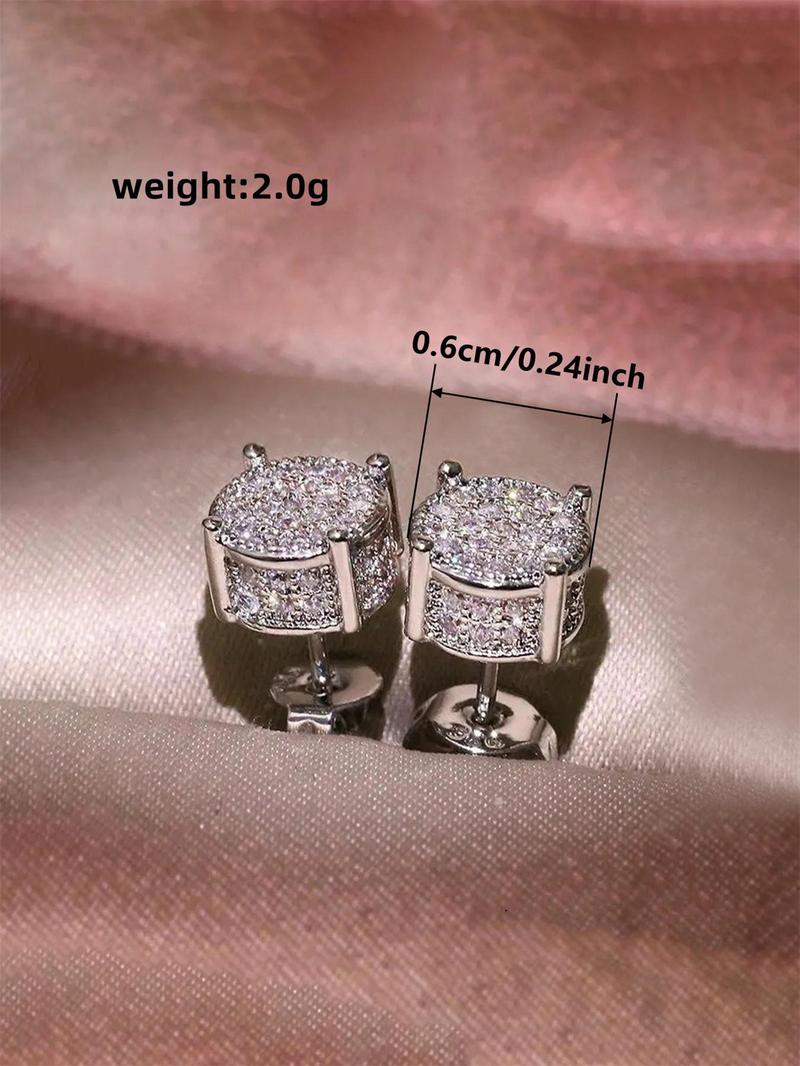 Product Introduction of 925 Sterling Silver Fashion Square Shaped Rhinestone Decorated Earrings, Elegant Jewelry for Party, Daily Clothing Decor for Girl 1