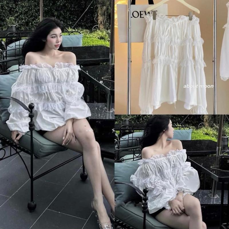 Áo Trễ Vai Ren Tầng From rộng Dễ Mặc ( dễ phối) - Ga.Studio somi hot