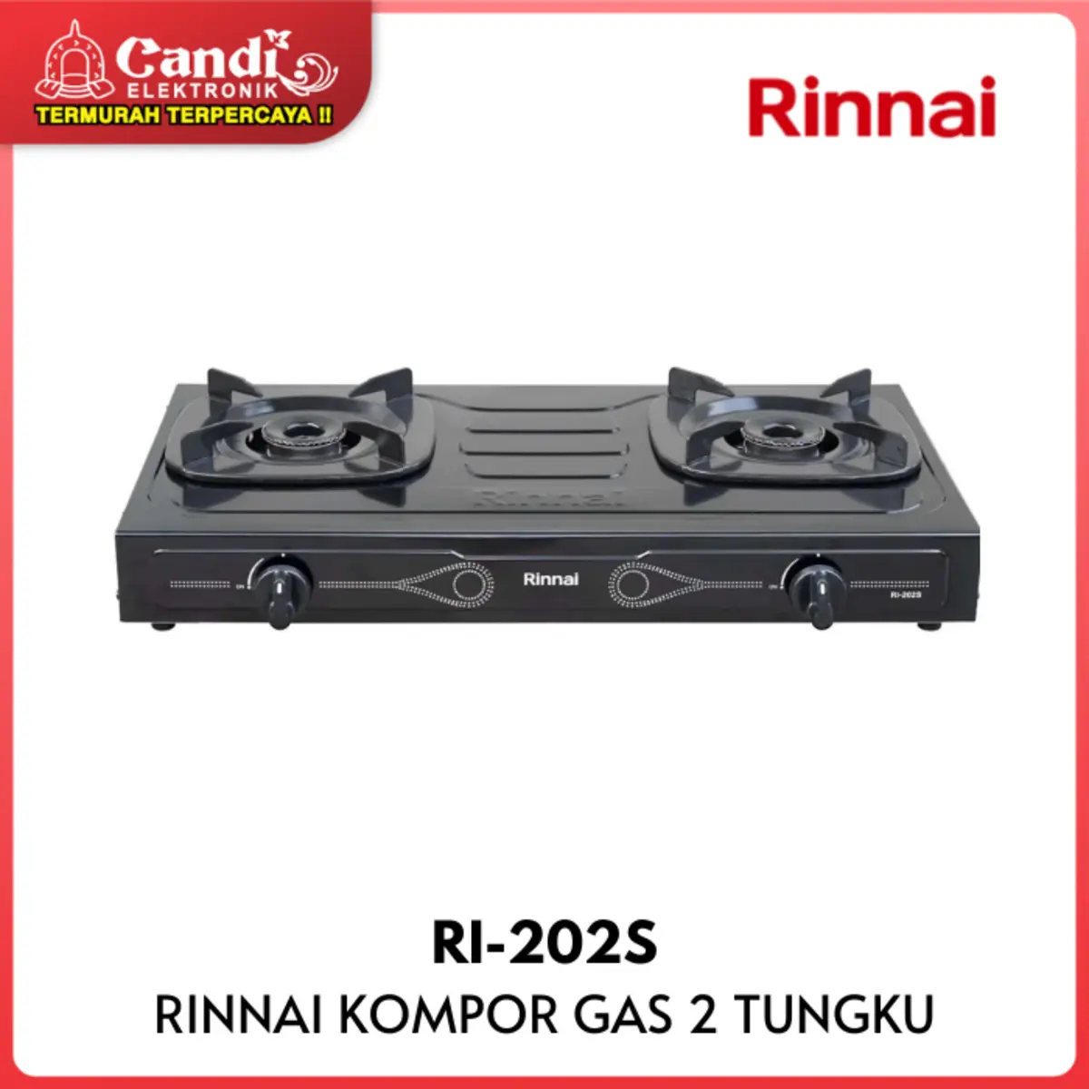 RINNAI Kompor Gas 2 Tungku Ceflon RI-202S Sun Burner Api Biru