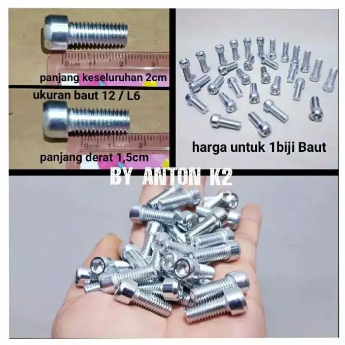 BAUT/SEKRUP MUR SPION TOMOK DUCATI/CIRCUIT/CIRKUIT/RIZOMA/TOMOK V2 V5 - UKURAN BAUT 12, Drat Putar Kiri 0