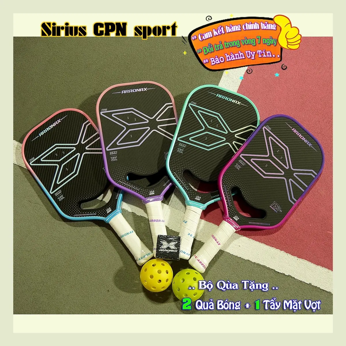 ￼Vợt Pickleball Arronax TS3 Chính hãng (có chip NFC)