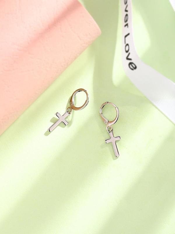 Unisex Street Trend Cross Design Dangle Earrings, 1 Pair Vintage Trendy Dangle Earrings, Chic Gorgeous Jewelry As Gift for Girlfriend & Boyfriend 5