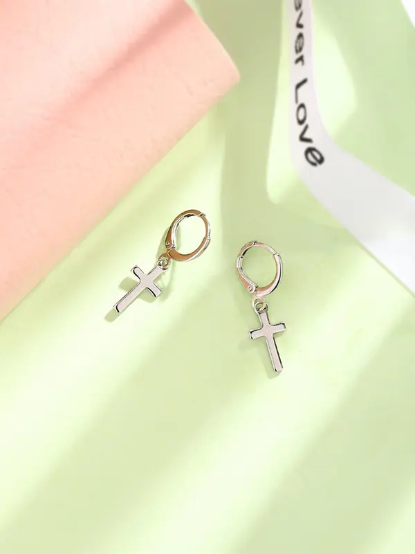 Unisex Street Trend Cross Design Dangle Earrings, 1 Pair Vintage Trendy Dangle Earrings, Chic Gorgeous Jewelry As Gift for Girlfriend & Boyfriend 5