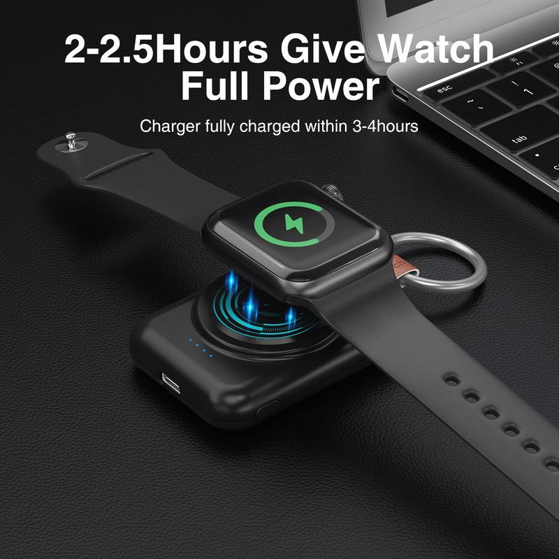 Portable Chargers for Apple Watch, 1800mAh USB Rechargeable Travel Charger, Electronic Charging Device, Power Bank Compatible with Apple Watch Series 9/8/7/6/5/4/3/2/SE/Ultra, Travel Accessories 6