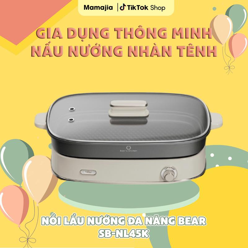 Nồi Lẩu Nướng Đa Năng Bear , Tiết Kiệm Điện, Chống Dính Cao Cấp Với 6 Chức Năng SB-NL45K