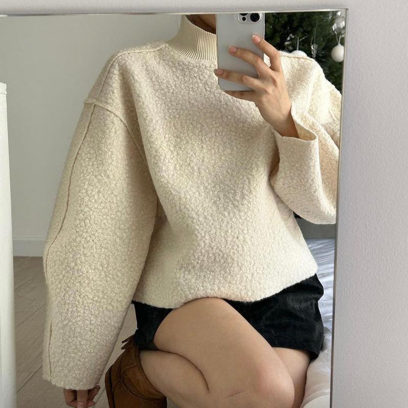Áo sweater lông cừu nữ mùa thu đông tết 2025 thiết kế viền trơn basic  MA358 Kimee