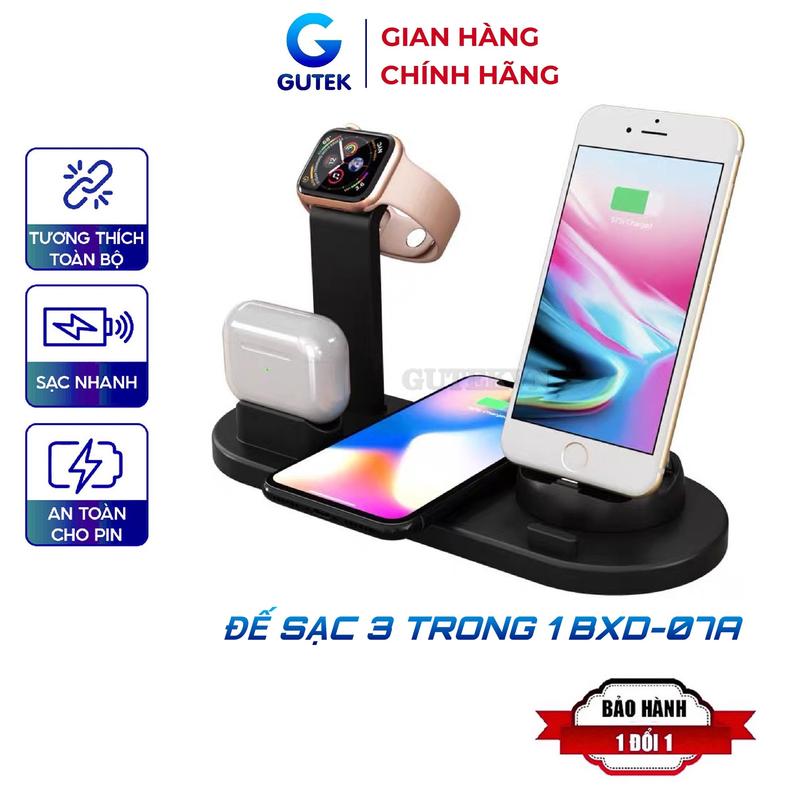 Đế Sạc Không Dây 3 Trong 1 Sạc Nhanh Iphone Android Type C Tương Thích Các Dòng Điện Thoại Tai Nghe Bluetooth